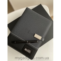 Блокнот,ежедневник с беспроводной зарядкой,Powerbank 8000 мА/ч с флешкой и ручкой 16 Гб Темно-серый на подарок