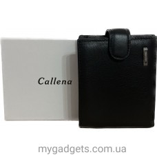Мужской кошелек из кожи Сallena 208-1 черний с индивидуальной гравировкой